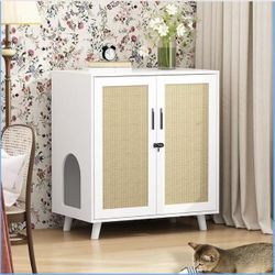 Large Cat Litter Box Enclosure,Hidden Kitty Litter Furniture white $60 