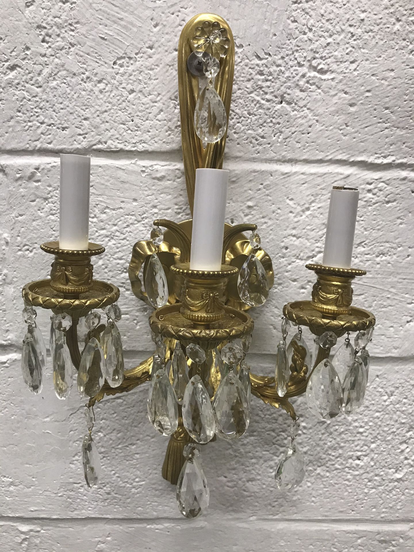 Brass And Crystal Sconces