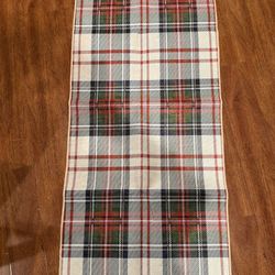1/4 Indoor Entryway Mat — 1x4 ft. Non-Slip Doormat, Small Plaid (Tartan) Entry Rug; Ideal for Layering, Front Porch Entrances, Kitchens, and New Year 