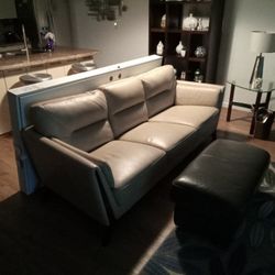 Mid Century Leather Modern Sofa