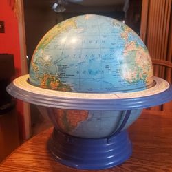 Big Vintage 1960's Globe Atlas on Metal Stand Two Pieces  * see details *