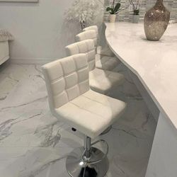 White Barstools Adjustable 