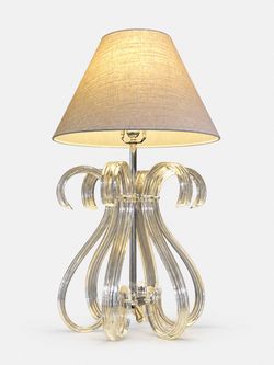 Hollywood Regency Sculptural Curved, Clear Lucite Table Lamp, c.1970's - Delivery Available