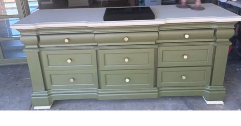 Solid wood, green dresser