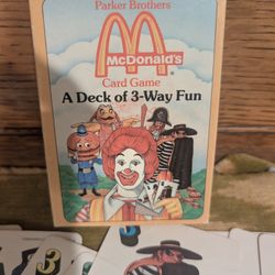 Vintage 1984 McDonald’s Parker Brothers Card Game. McDonaldland Match-Up A Deck of 3-Way Fun!