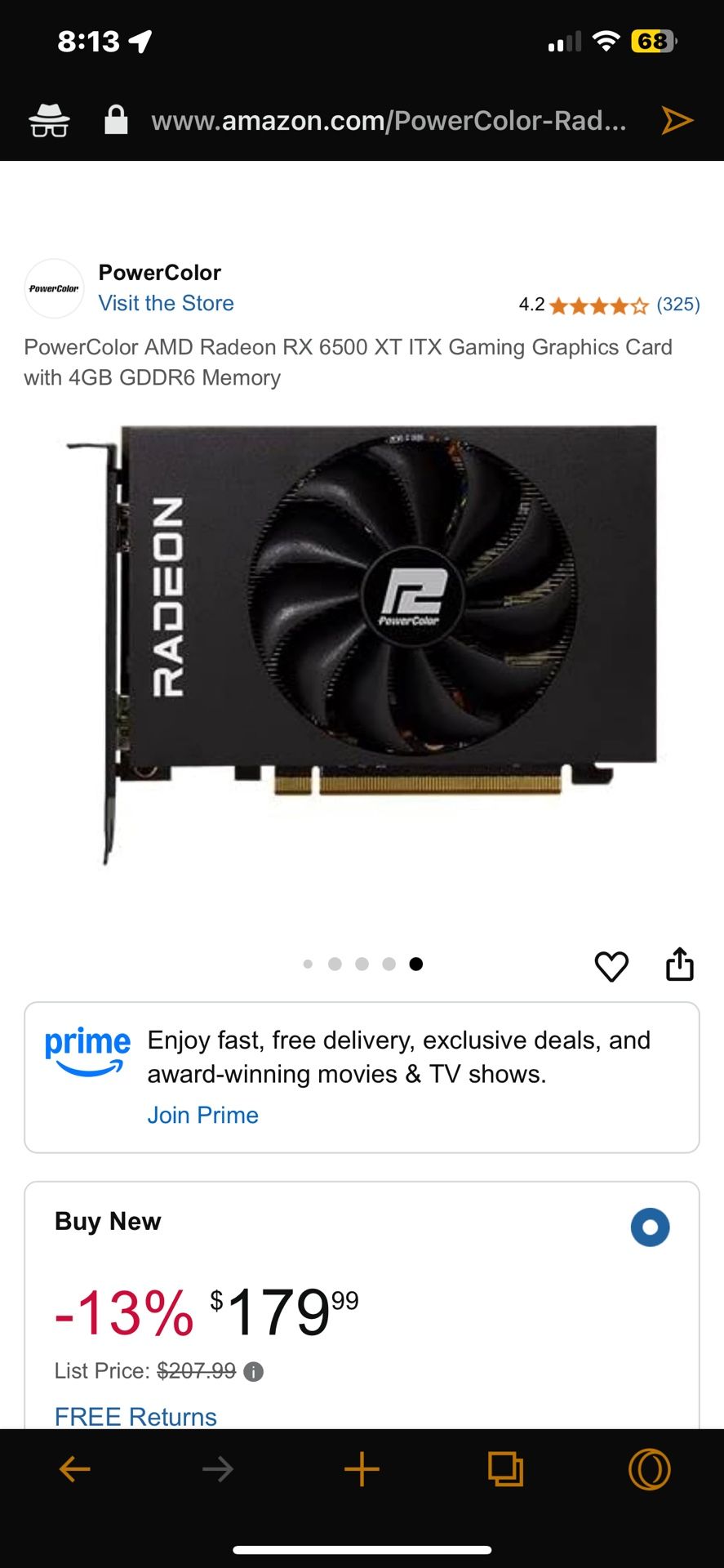 PowerColor AMD Radeon RX 6500 XT ITX Gaming Graphics Card with 4GB GDDR6 Memory