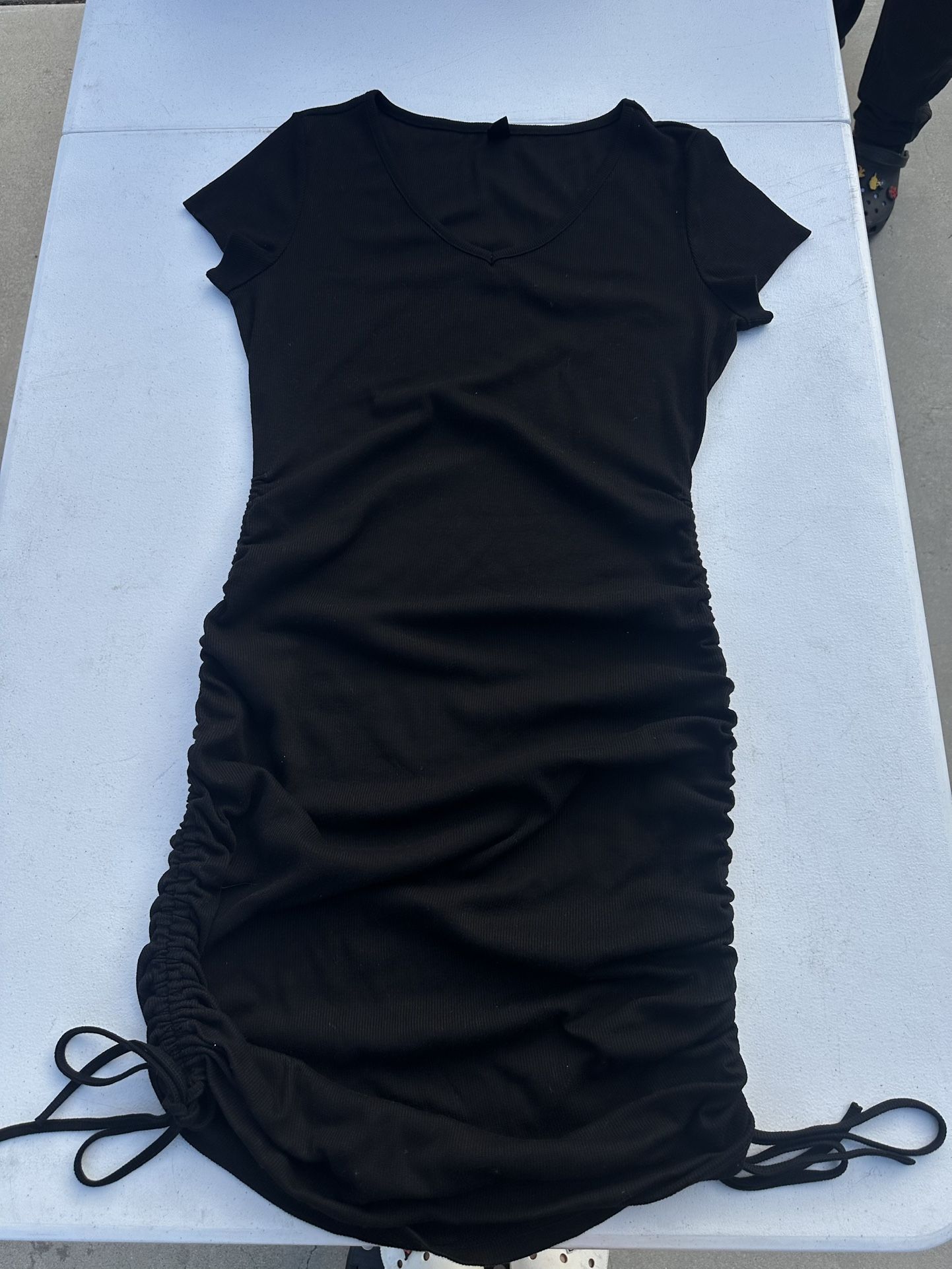 Black Ruched Side Dress