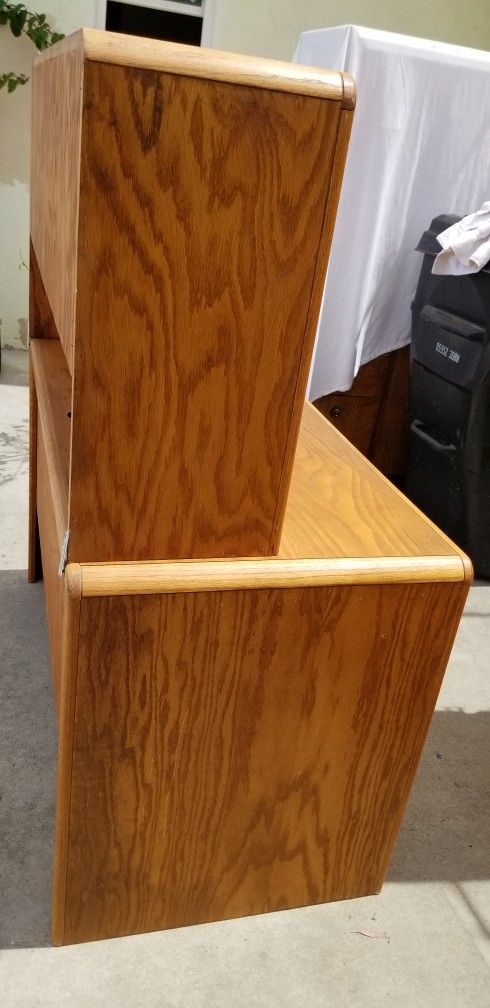 Desk And Hutch 2 Piece Wood With Keyboard Tray