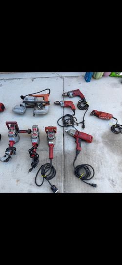 Milwaukee tools 3 Milwaukee hole hawg $100 each 1 Milwaukee band saw $100 and 1 Milwaukee impact $100 and 3 Milwaukee drills $50 each and 1 frame gun 