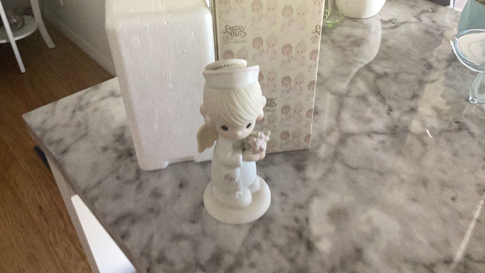 Precious Moments Figurine Angel Of Mercy Was In A Glass Cabinet For 30 Years With A Lock. More Available.