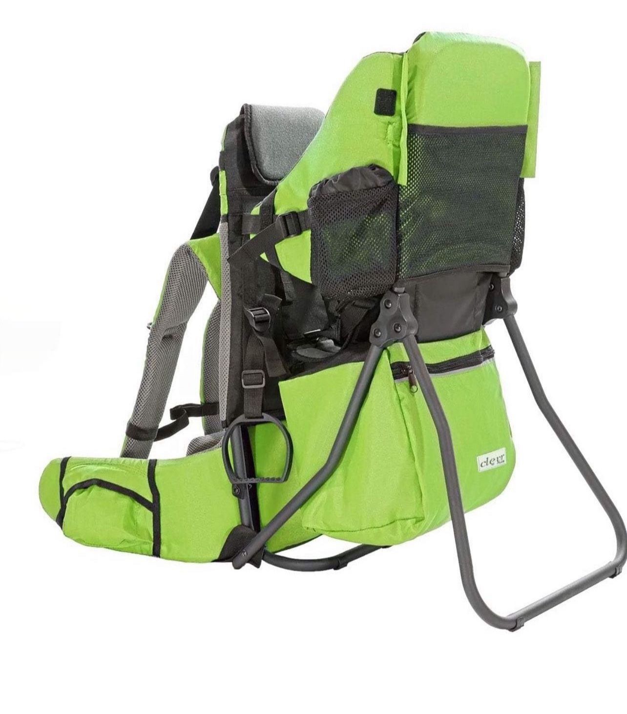 ClevrPlus Cross Country Baby Backpack Carrier Green, Toddler Hiking Backpack with Comfortable Seat, Adjustable Straps & Belt, Foldable Frame Lightweig