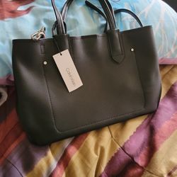 Calvin Klein Leather Tote Handbag 