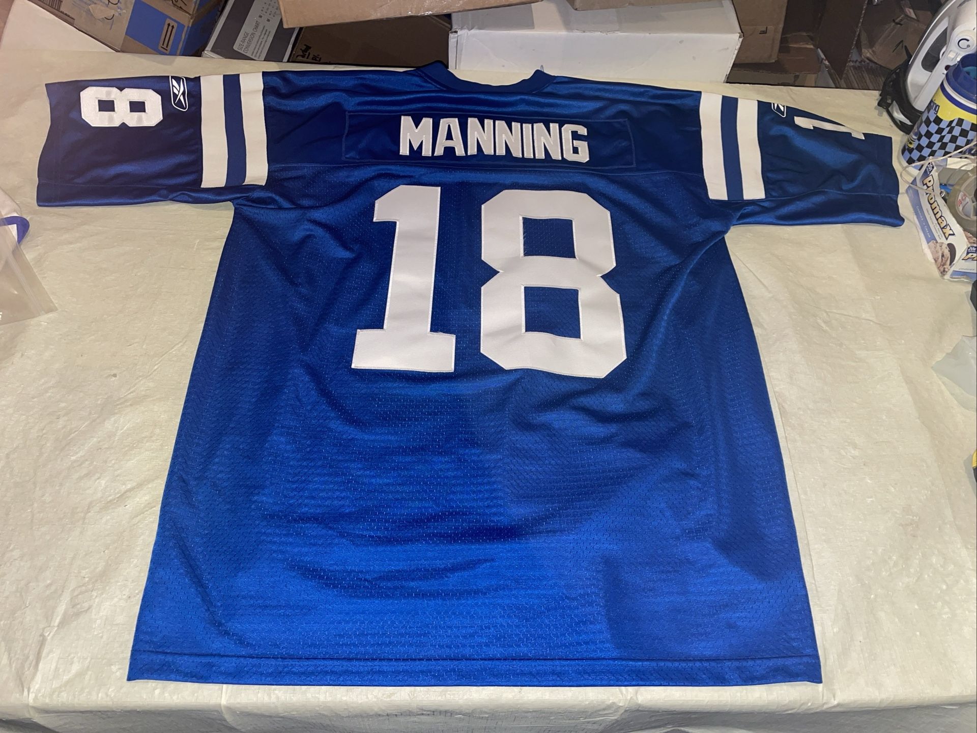 Peyton Manning Reebok Indianapolis Colts Jersey Mens Xl Sewn Clean Blue Vtg NFL