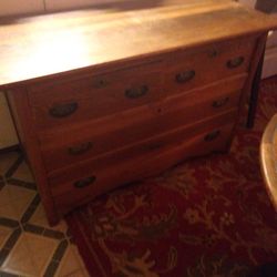 Anique Oak Dresser Top Is 44 Inches By 20inches Deep, Very Good Condition