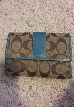 Coach teal and brown wallet