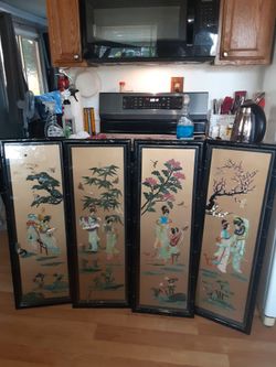 Asian 3D Relief Wall Art Panel Framed