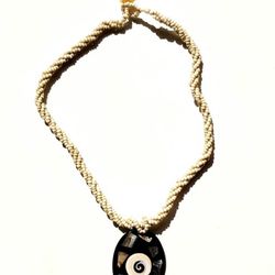 New Natural Abalone Shell Necklace Pendant Shiva Eye Beads  Vintage Gift Jewelry 
