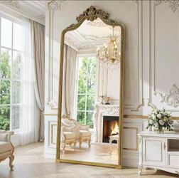 71"x32"Arched Full Length Floor Mirror, Gold Traditional Ornate Antique
Carved Garland Frame Body Hanging Leaning,Full Body Mirrors for Home Decor Sha