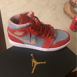 Jordan 1 Mid Denim Red