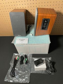 New 50W Active Bookshelf Speakers, Wooden 2.0 PC Speakers | Bluetooth, RCA, AUX (3.5mm), USB (DSP) Inputs | Strong Bass Computer Speakers for TV, Lapt