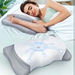 BRAND NEW 1 Pack Adjustable Height Cervical Neck Pillow with Cooling Breathable Pillowcase