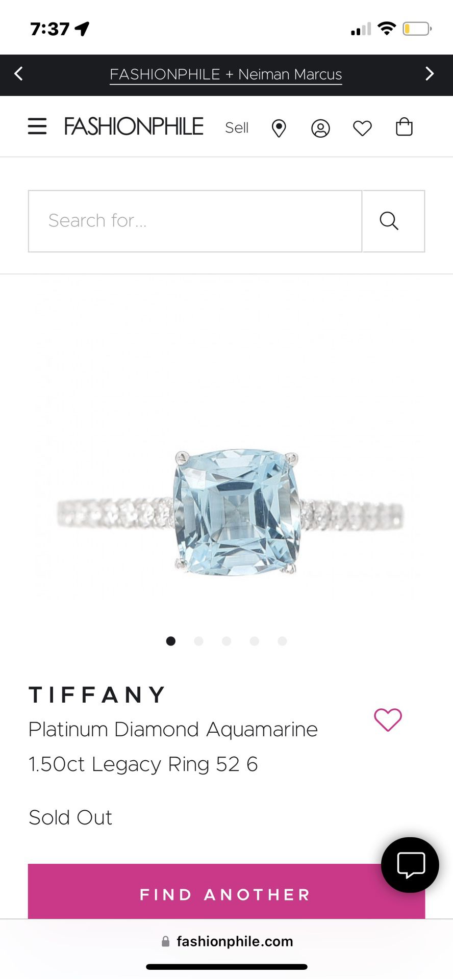 Tiffany Legacy - Aquamarine Ring size 8 (NEW) 