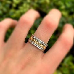 14k Solid Two Tone Gold White & Yellow Gold Wedding Band or Rolex Jubilee. Ring Size 10