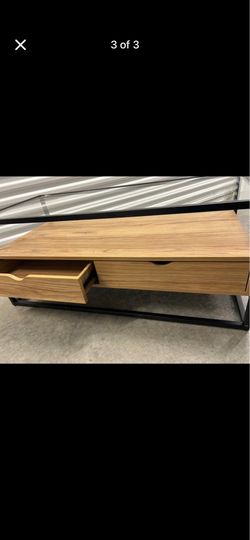 Glass table with solid wood drawers