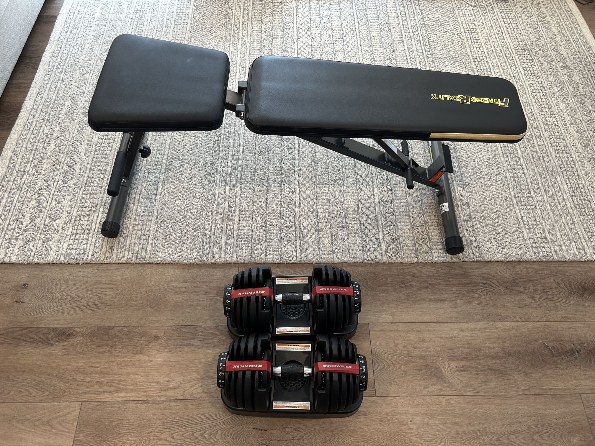 Bowflex Selecttech Dumbbells and Fitness Reality Weight Bench