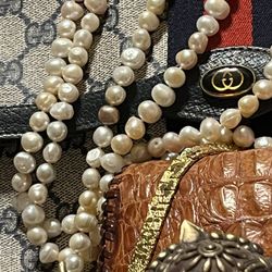 Sale! Real Pearl Necklace, Lucite Bangle, Elephant Nevklscrx, Gold Pt Necklace