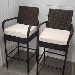 Outdoors Wicker Bar Stool Set Of 2 