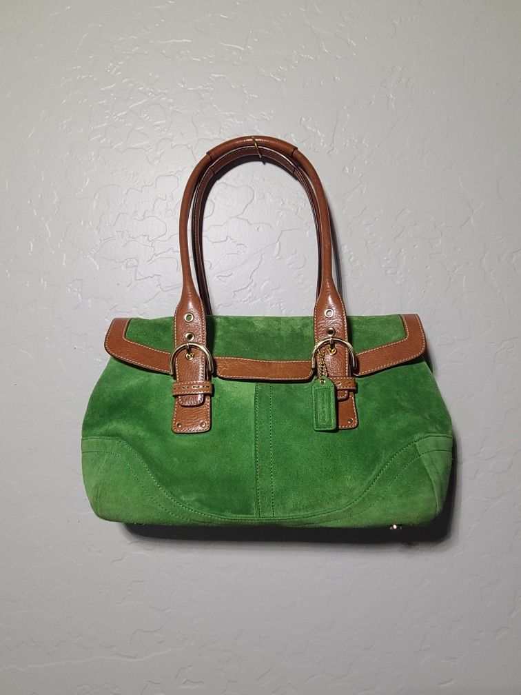 Coach Y2k Green Flap Satchel
