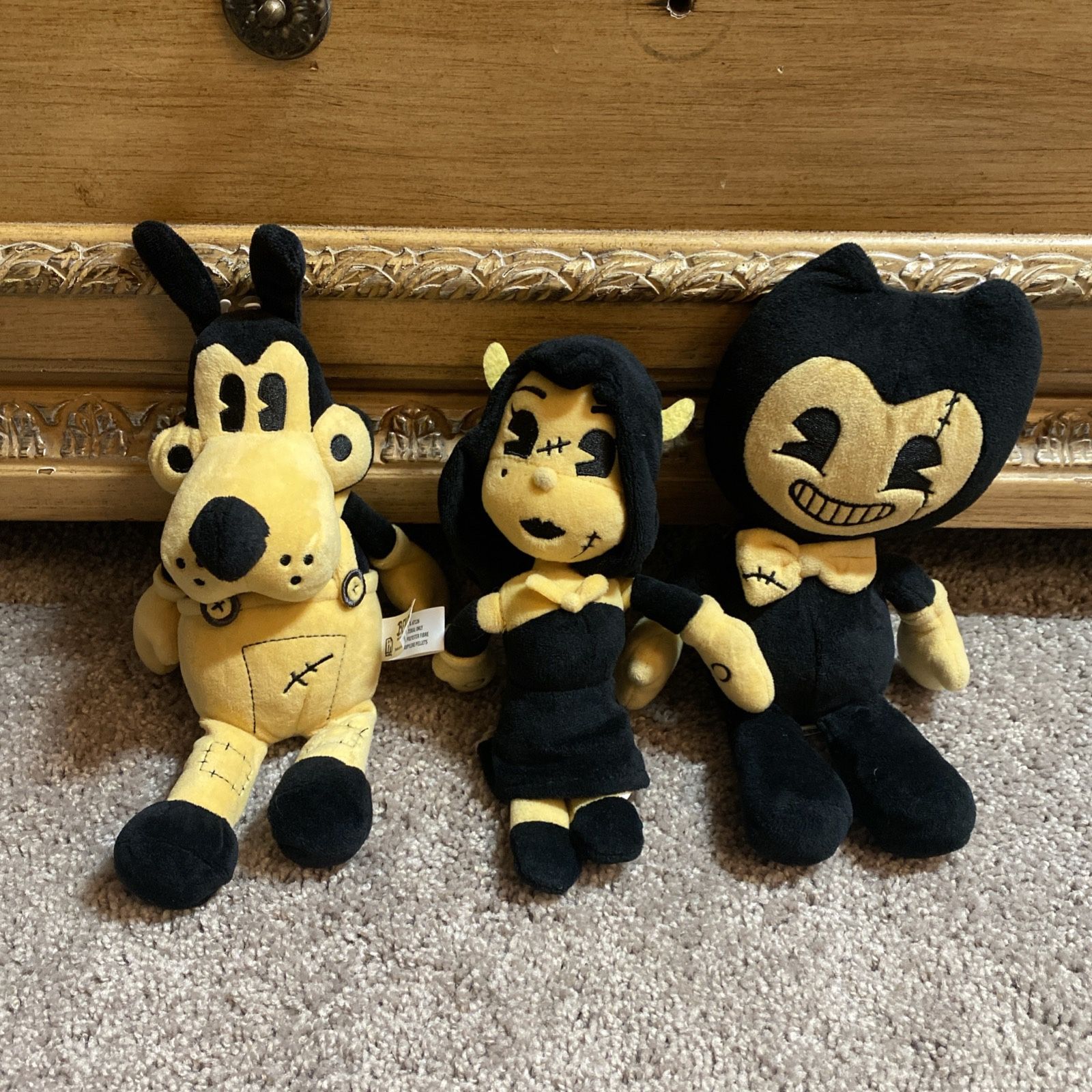 Bendy And The Ink Machine Lot Of 3 Stuffed Collectible Plushies Bendy, Alice, And Buddy Boris