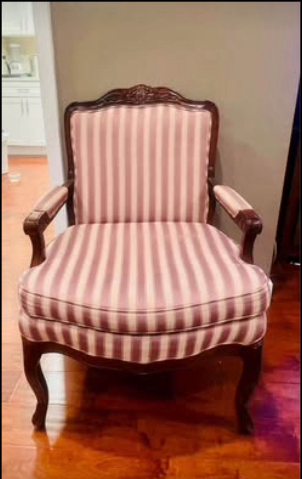 •MOVING SALE• Upholstered French Leg Armchair and Ottoman