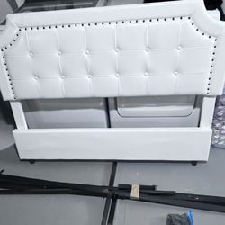 White Faux Leather Tufted Headboard & Full Frame - $40 (Millville)