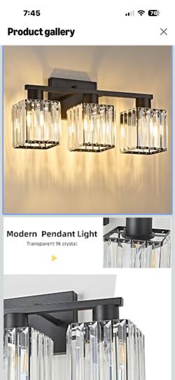 Brand New Crystal Wall Light Matte Black Finish