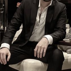 BR Black Italian Hopsack Suite - Slim Fit