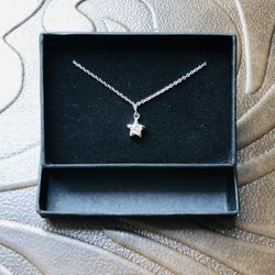 925 STERLING SILVER star anklet chain rhodium plated