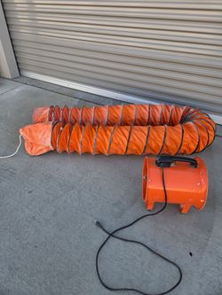 Portable Ventilator, 10 inch Heavy Duty Cylinder Fan with 16.4ft Duct Hose, 380W Strong Shop Exhaust Blower 1893FM, Industrial Utility Blower for Suck