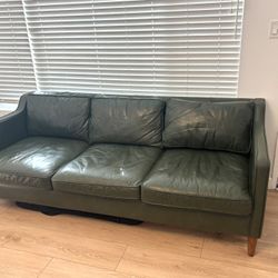 Green Leather Couch 