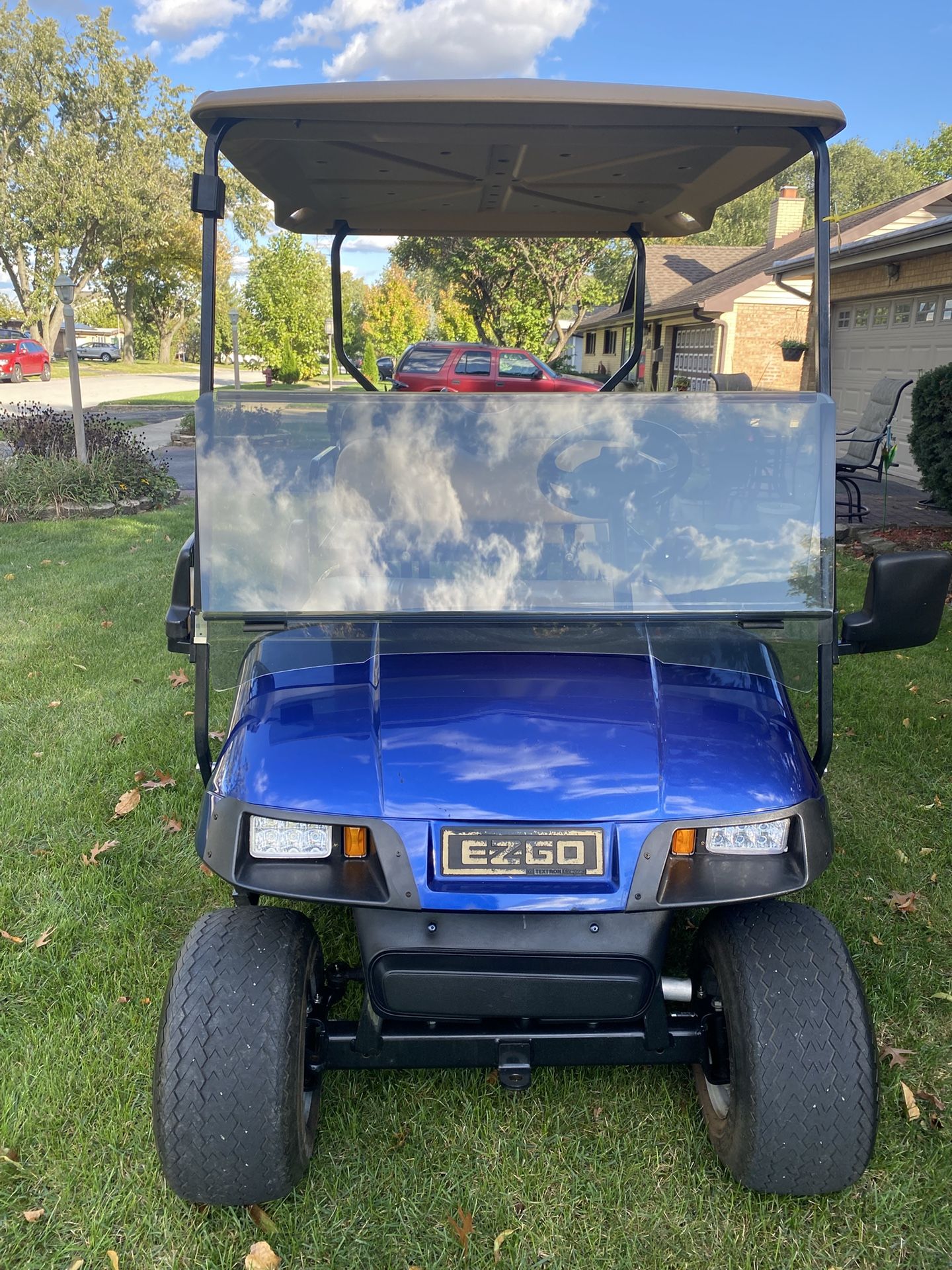 EZGO TXT PDS Headlights & Taillights, 4 Passenger, Bi-fold Windshield, Rear View Mirrors