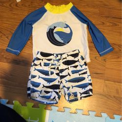 Gap baby 12-18m Swim set. Zipper In Back Of Top. Elastic Waist Band Shorts.