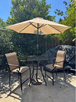 4-Piece Patio Bistro Set with Umbrella & Base