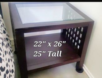 Dark Wood End Table with Glass Top