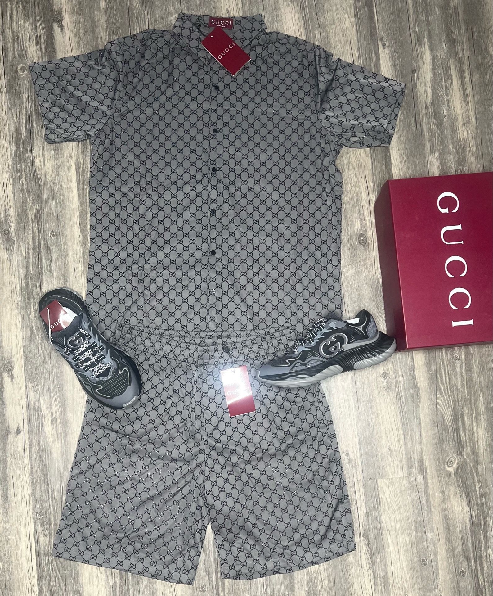 Brand New Gucci Shoes With Shirt And Shorts With Box And Dust Bag