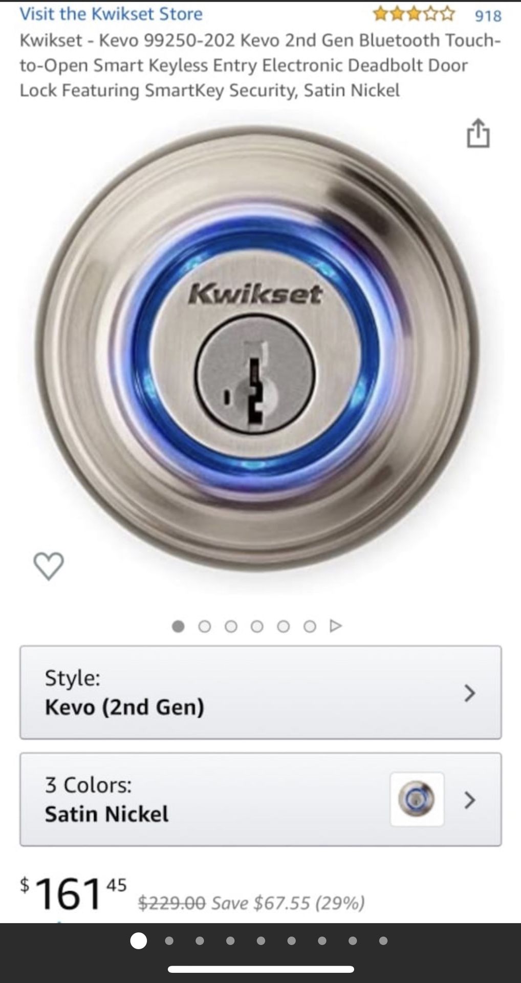 Kwikset - Kevo 99250-202 , 2nd Gen Smart Keyless Entry Deadbolt Lock dewalt tools iPhone