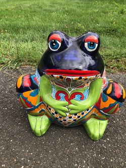 Talavera Ceramic Frog Garden Statue
