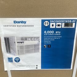 Danby 18.5”W 6,000 BTU Window AC In White, Up To 250 Sq Ft, 3-Speed Fan 