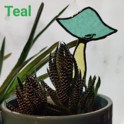 Stained GLASS Mushroom PLANT pot STAKES. 