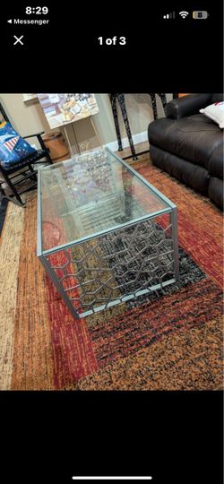 Glass Top Coffee Table with Metal Base